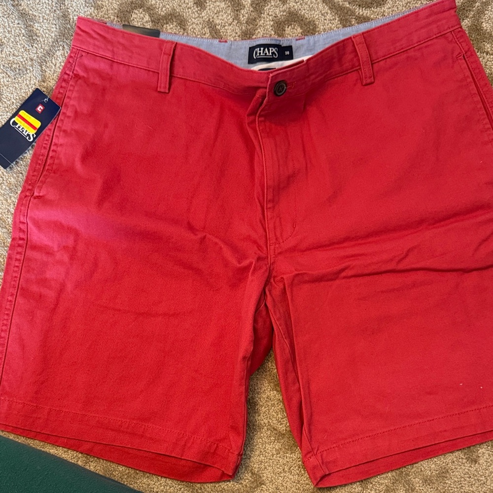 Chaps Men's Vibrant Red Flat Front Shorts